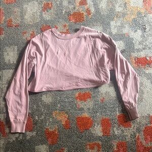 Pink Cropped Long Sleeve Top